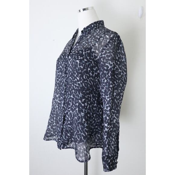 Burberry Size 6 Crushed Organza Button Down Blouse Abstract Animal Print - Picture 6 of 12